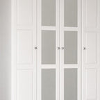 72" White Solid Wood Mirrored Four Door Combo Dresser