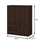 72" Coffee Solid Wood Mirrored Four Door Combo Dresser