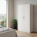 72" White Solid Wood Two Door Combo Dresser