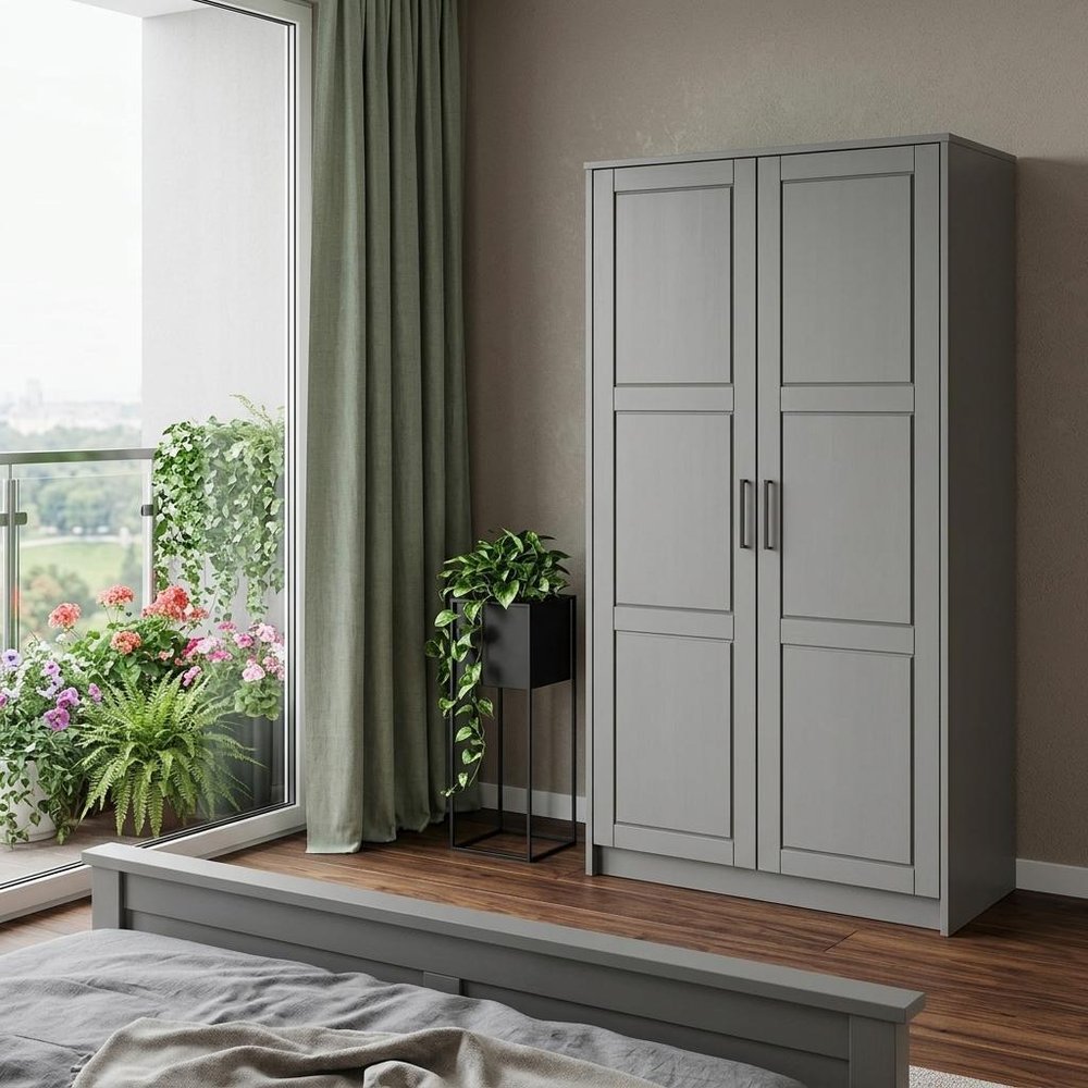 72" Gray Solid Wood Two Door Combo Dresser