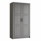 72" Gray Solid Wood Two Door Combo Dresser