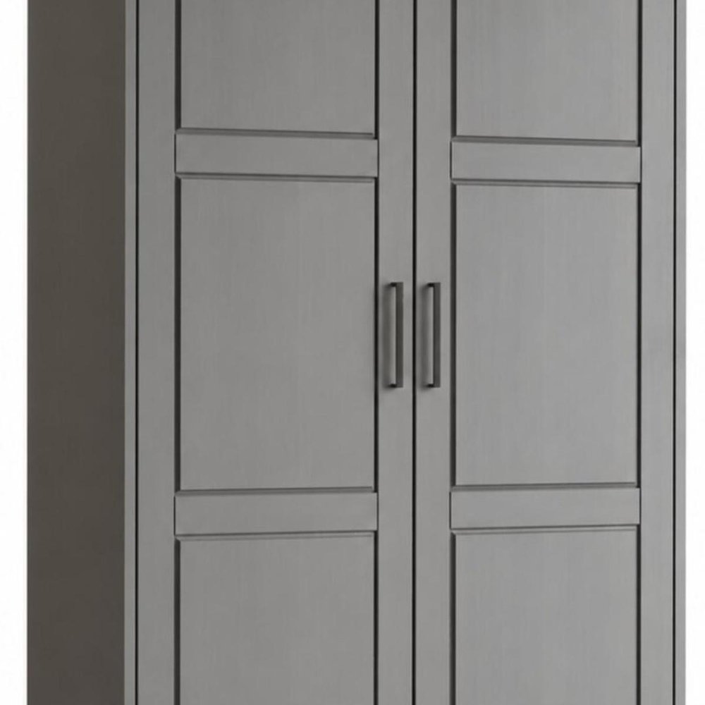 72" Gray Solid Wood Two Door Combo Dresser