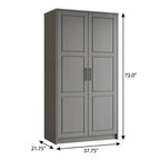 72" Gray Solid Wood Two Door Combo Dresser