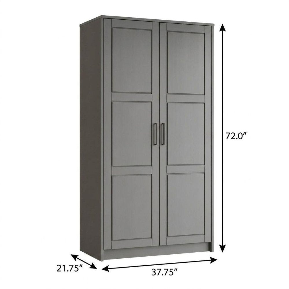 72" Gray Solid Wood Two Door Combo Dresser