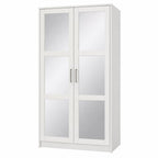 72" White Solid Wood Mirrored Two Door Combo Dresser