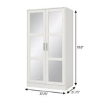 72" White Solid Wood Mirrored Two Door Combo Dresser