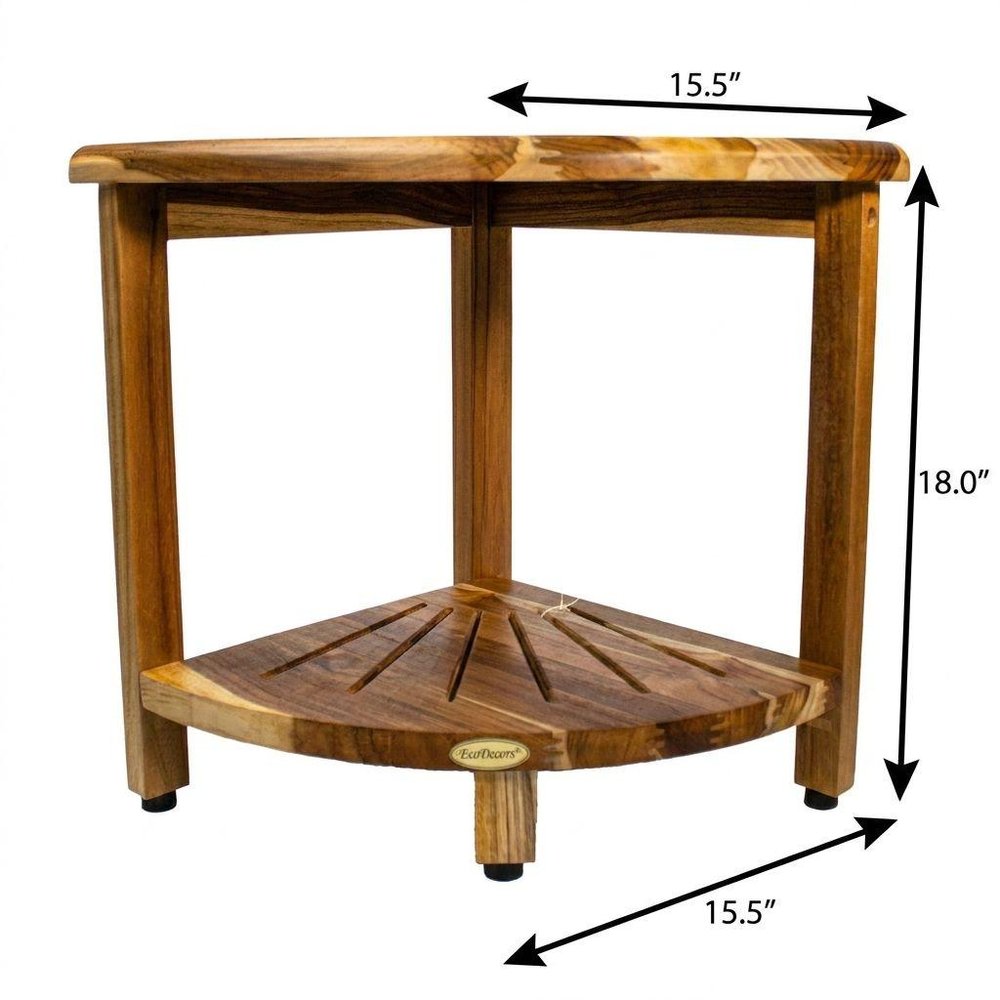 16" Brown Solid Wood Bathroom Shelves