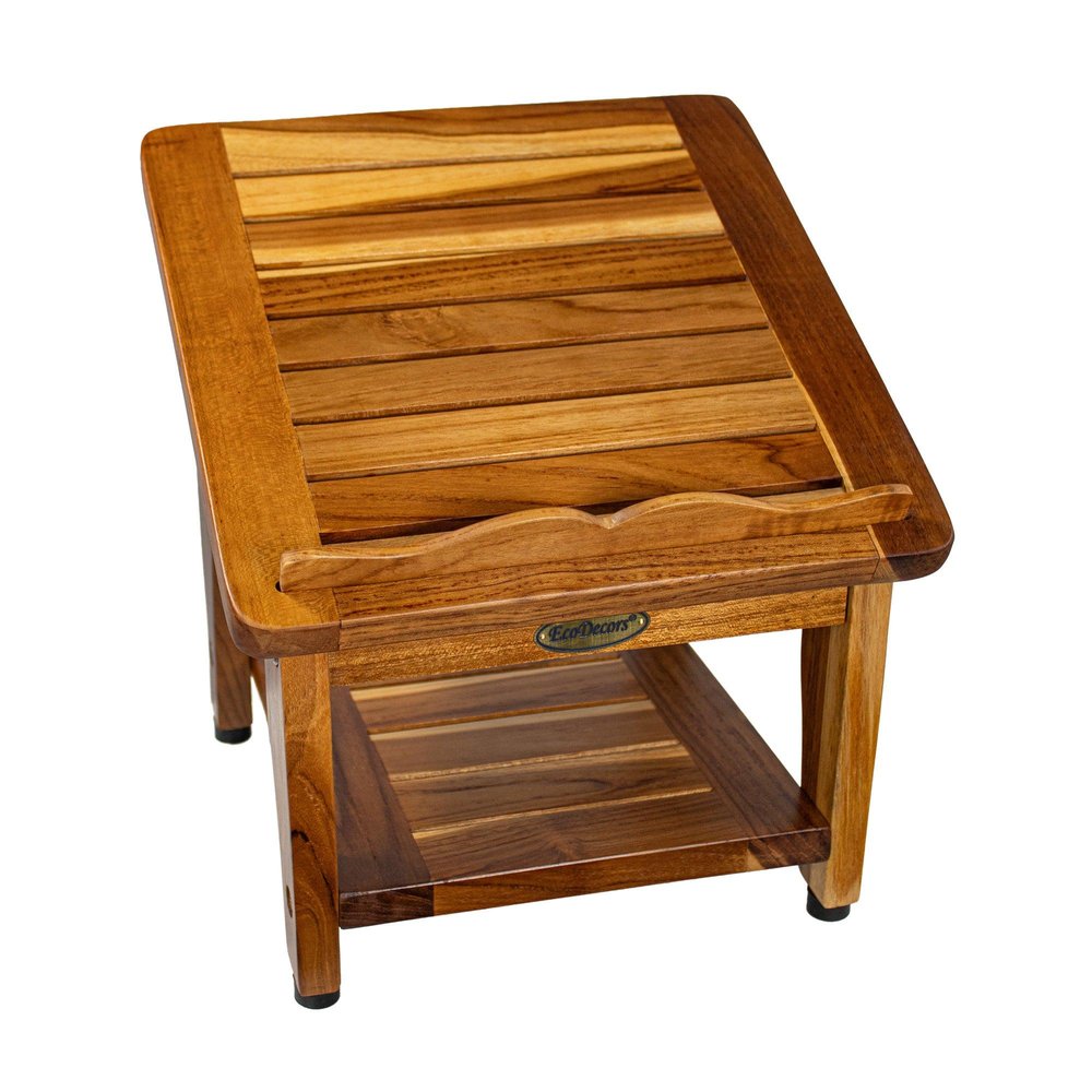 12" Brown Solid Wood Bathroom Shelves