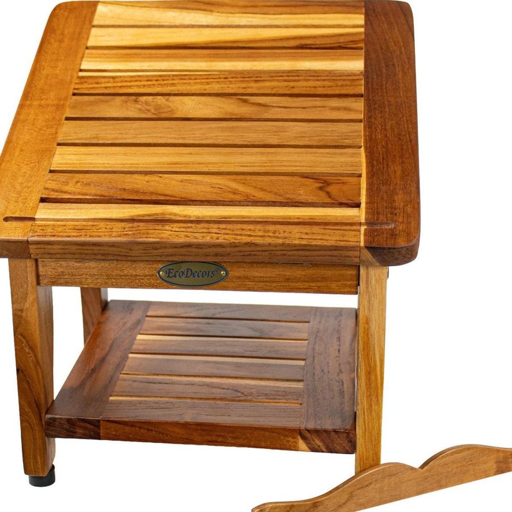 12" Brown Solid Wood Bathroom Shelves