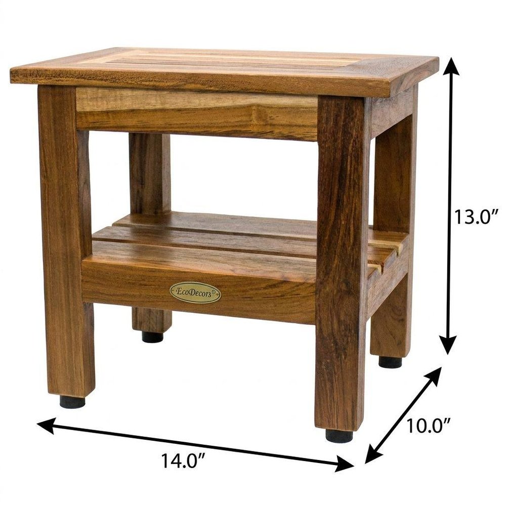 14" Brown Solid Wood Bathroom Shelves