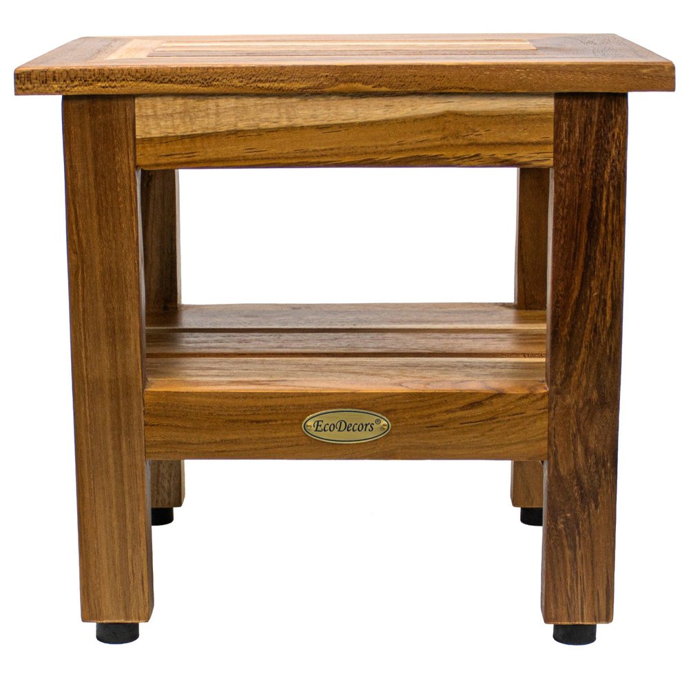 14" Brown Solid Wood Bathroom Shelves