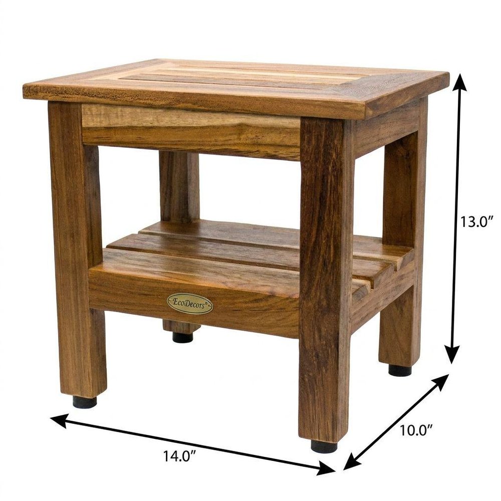 14" Brown Solid Wood Bathroom Shelves