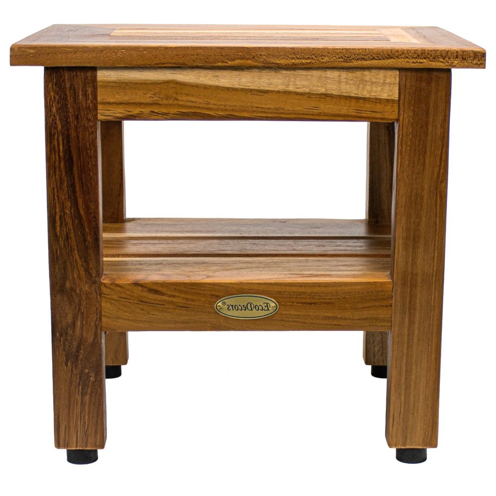 14" Brown Solid Wood Bathroom Shelves