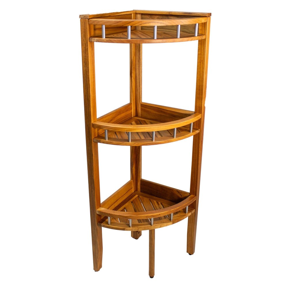 11" Brown Solid Wood Bathroom Shelves