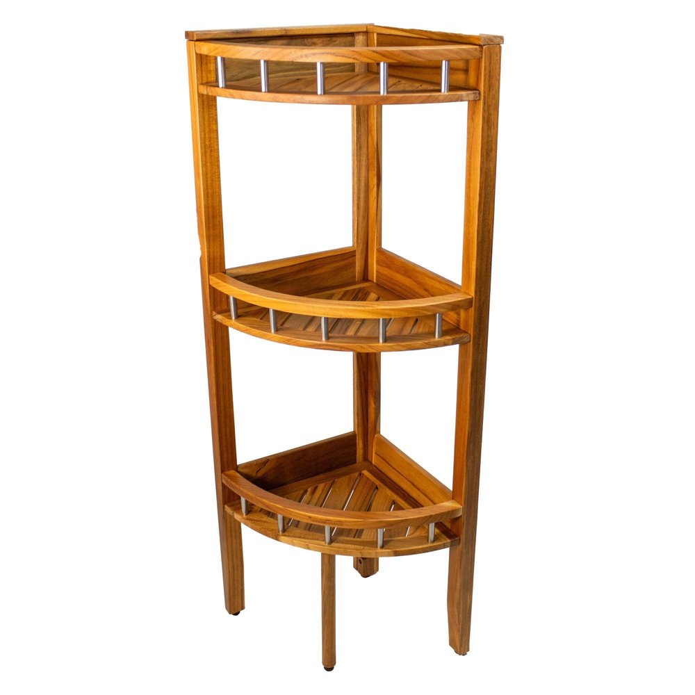 11" Brown Solid Wood Bathroom Shelves