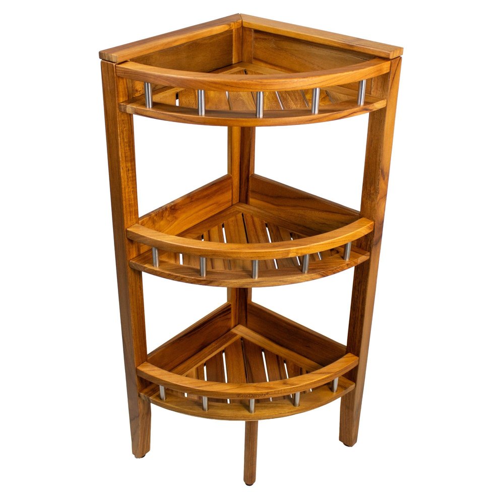 11" Brown Solid Wood Bathroom Shelves