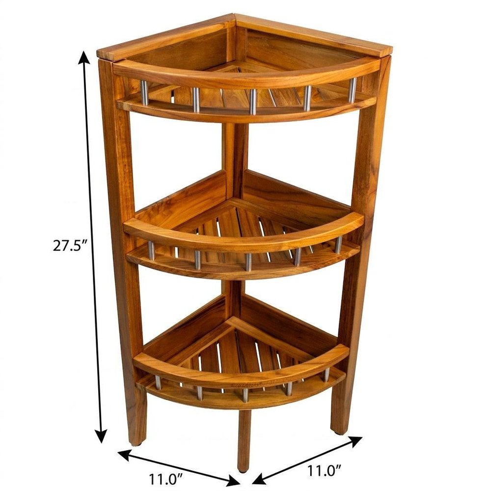 11" Brown Solid Wood Bathroom Shelves
