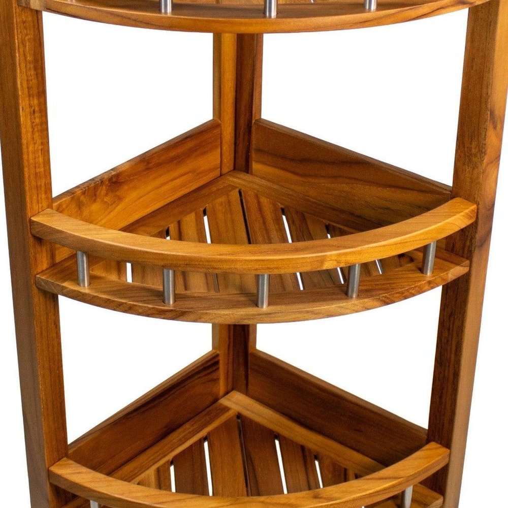 11" Brown Solid Wood Bathroom Shelves