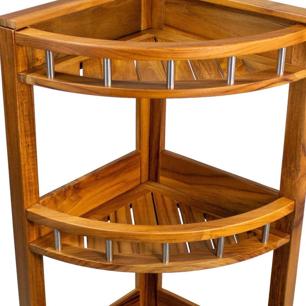 11" Brown Solid Wood Bathroom Shelves