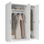72" White Solid Wood Three Door Combo Dresser