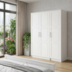 72" White Solid Wood Three Door Combo Dresser