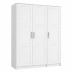 72" White Solid Wood Three Door Combo Dresser