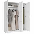 72" White Solid Wood Three Door Combo Dresser