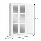 72" White Solid Wood Three Door Combo Dresser