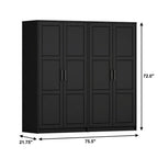 72" White Solid Wood Four Door Combo Dresser