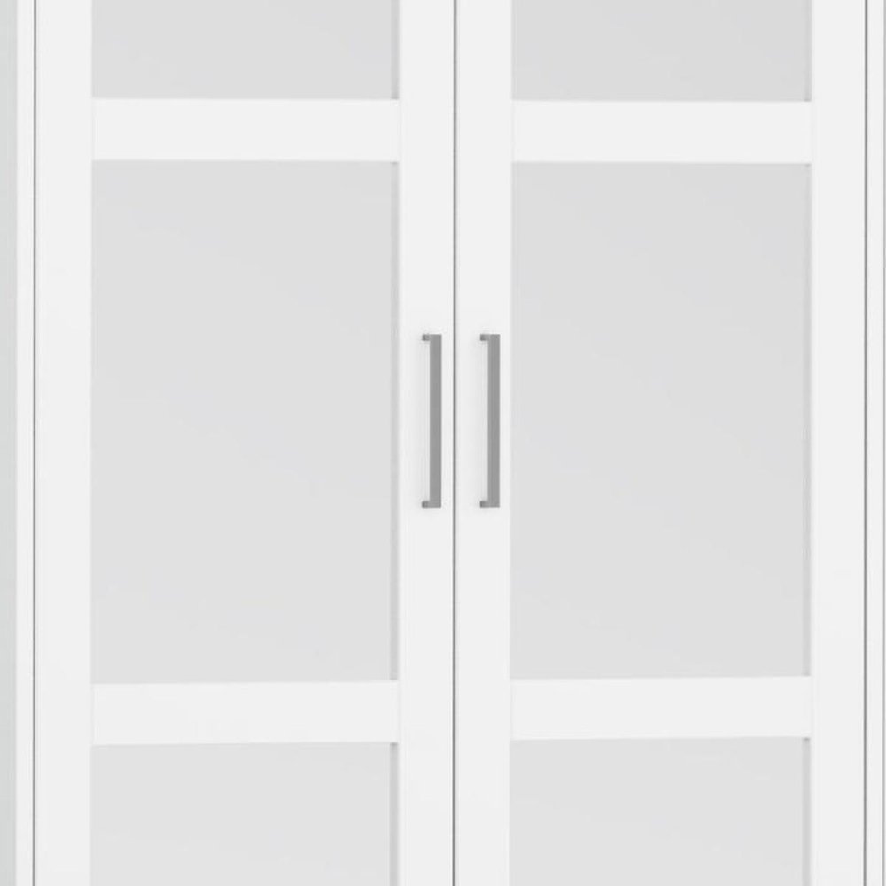 72" Black Solid Wood Mirrored Four Door Combo Dresser