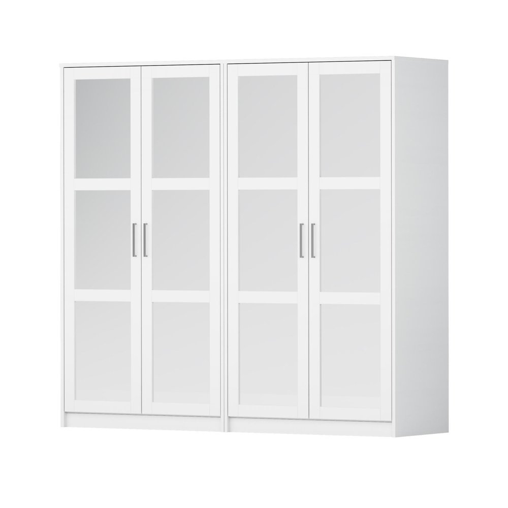 72" Black Solid Wood Mirrored Four Door Combo Dresser