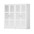 72" Black Solid Wood Mirrored Four Door Combo Dresser