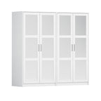 72" Black Solid Wood Mirrored Four Door Combo Dresser