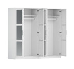 72" Black Solid Wood Mirrored Four Door Combo Dresser