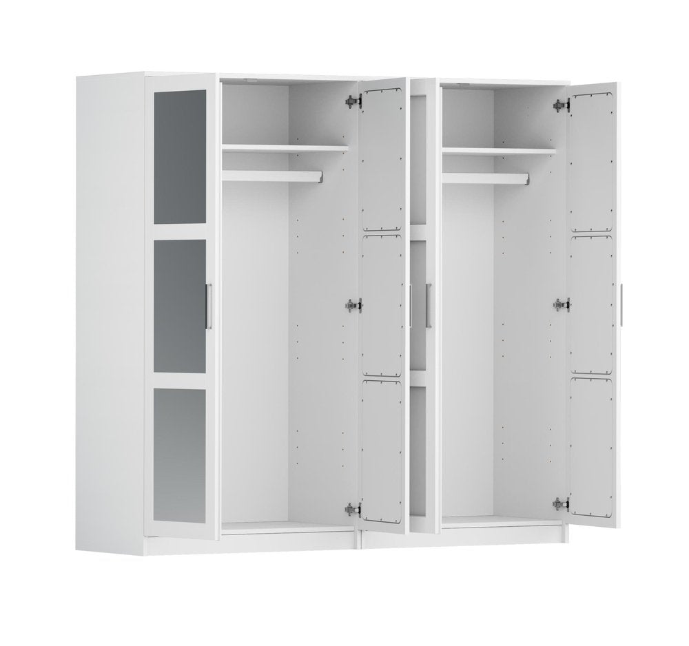 72" Black Solid Wood Mirrored Four Door Combo Dresser