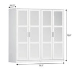 72" Black Solid Wood Mirrored Four Door Combo Dresser