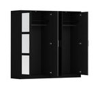 72" Black Solid Wood Mirrored Four Door Combo Dresser