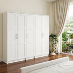 72" White Solid Wood Five Door Combo Dresser
