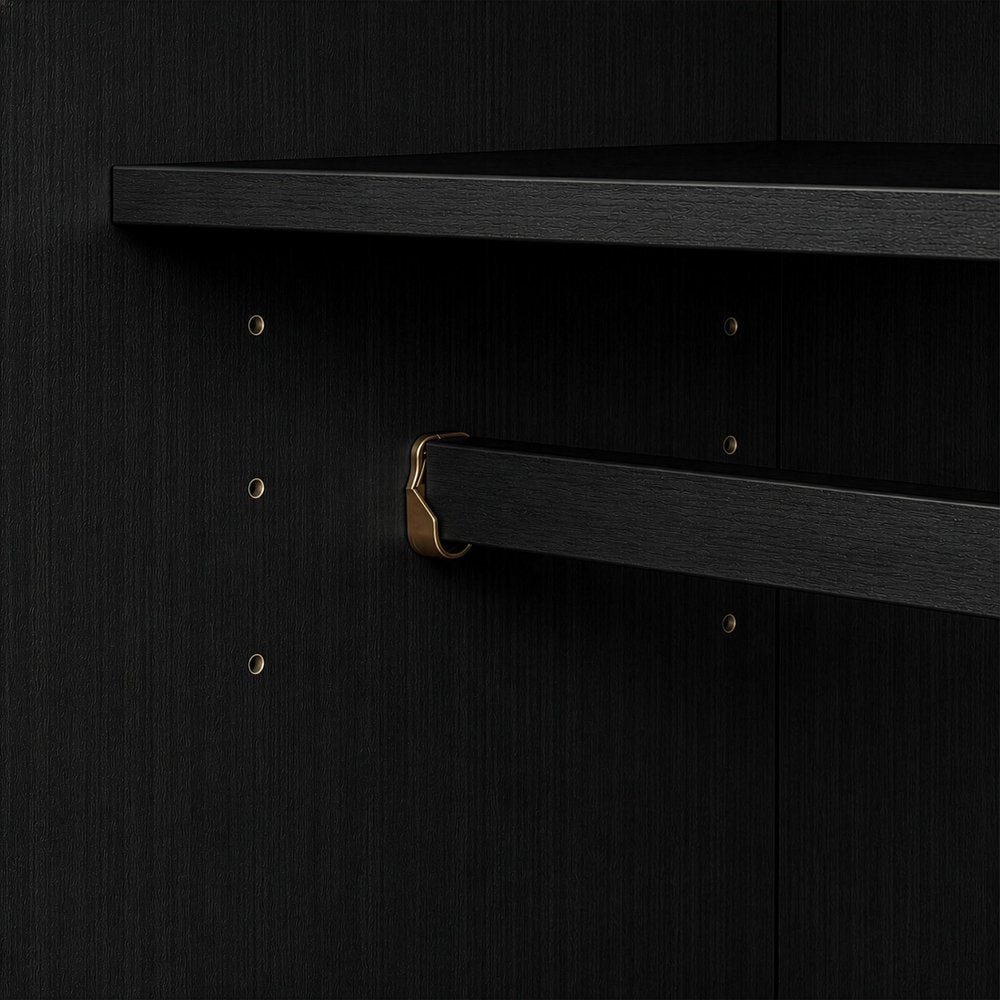 72" Black Solid Wood Five Door Combo Dresser