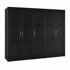 72" Black Solid Wood Five Door Combo Dresser