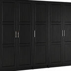72" Black Solid Wood Five Door Combo Dresser