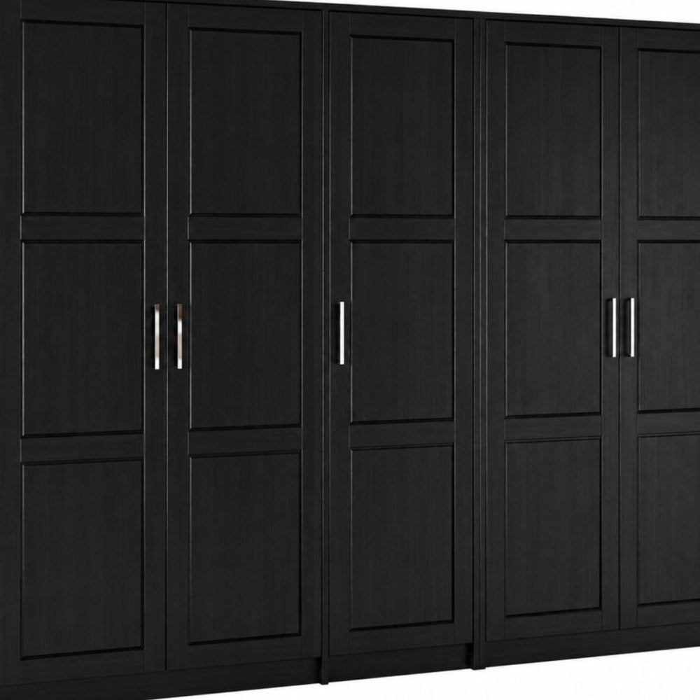 72" Black Solid Wood Five Door Combo Dresser