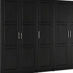 72" Black Solid Wood Five Door Combo Dresser