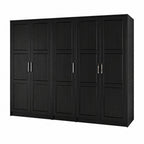 72" Black Solid Wood Five Door Combo Dresser