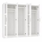 72" White Solid Wood Five Door Combo Dresser