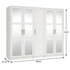 72" White Solid Wood Five Door Combo Dresser