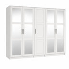 72" White Solid Wood Five Door Combo Dresser