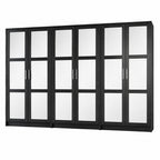 72" Black Solid Wood Mirrored Six Door Combo Dresser