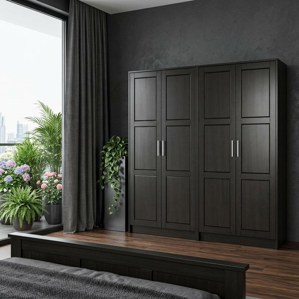 72" Gray Solid Wood Six Door Combo Dresser