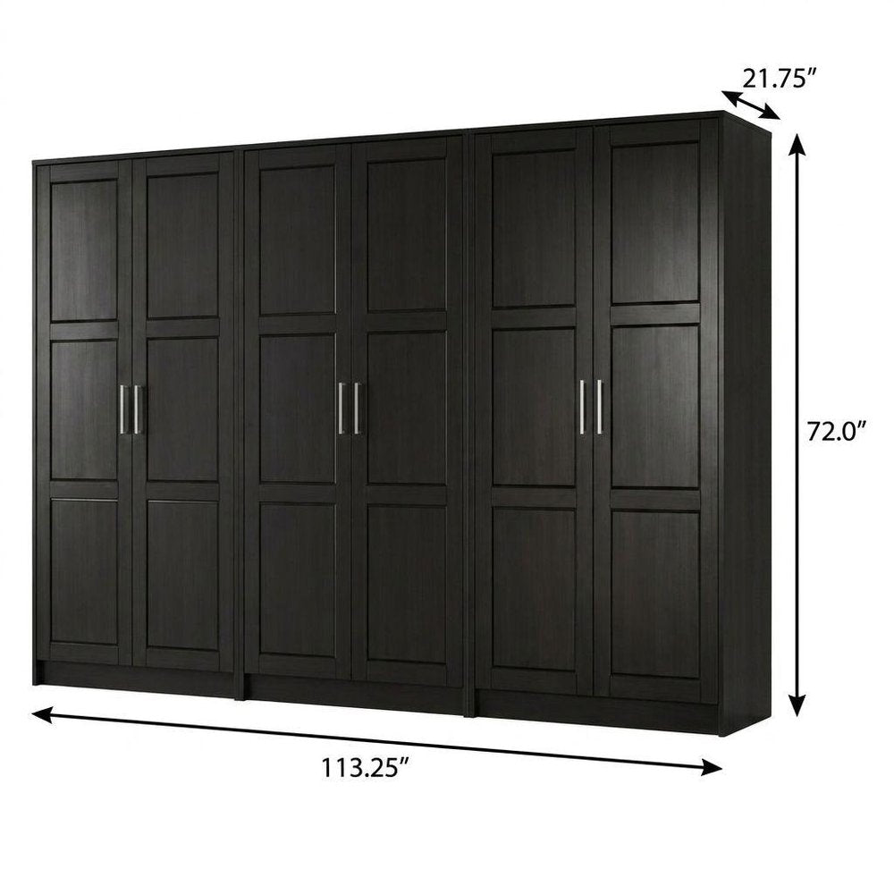 72" Gray Solid Wood Six Door Combo Dresser